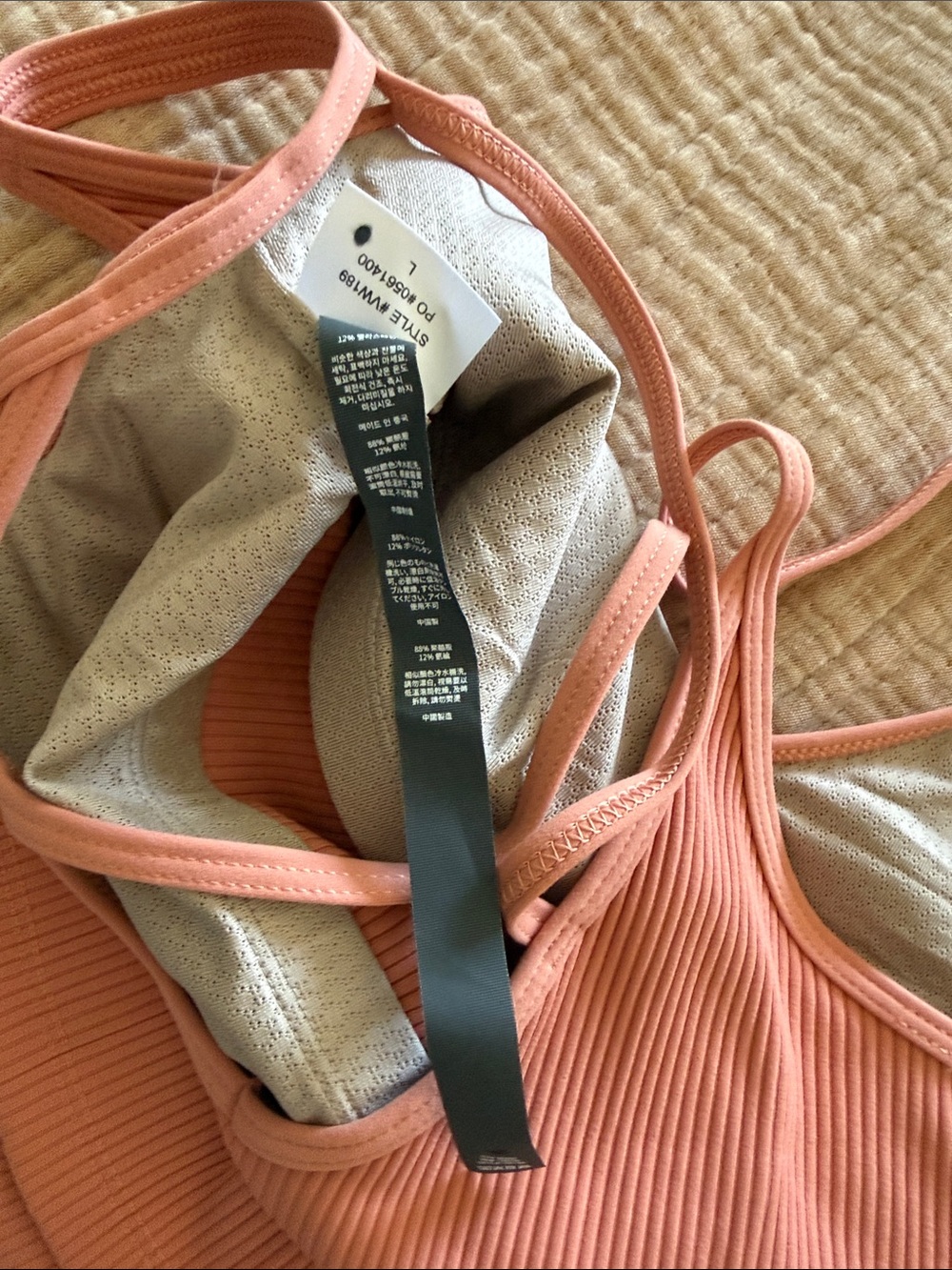 VUORI Rust Pink Ribbed Crossback Crop Top - Picture 4 of 4